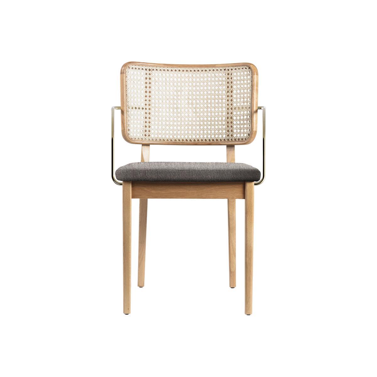 Cannage Bridge armchair - / Fabric - Brass armrests by RED Edition Natural wood – image 1