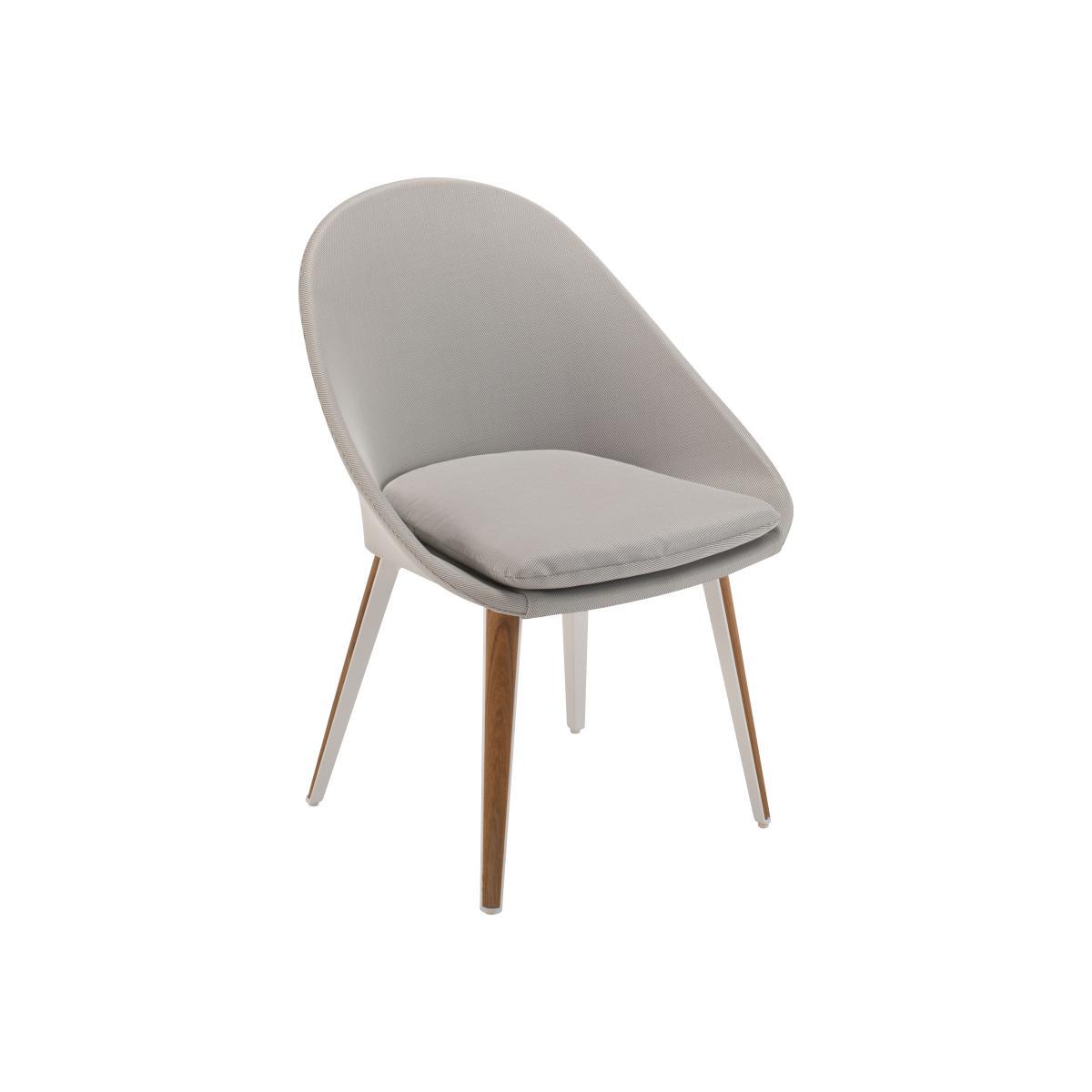 Vanity Padded armchair - Fabric & teak by Vlaemynck Grey – image 1