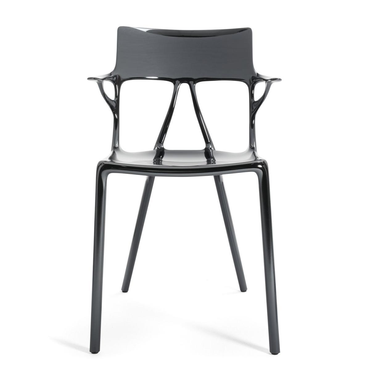 A.I Stackable armchair - metallic finish applied / Designed by artificial intelligence - 100% recycled by Kartell Silver/Metal – image 2