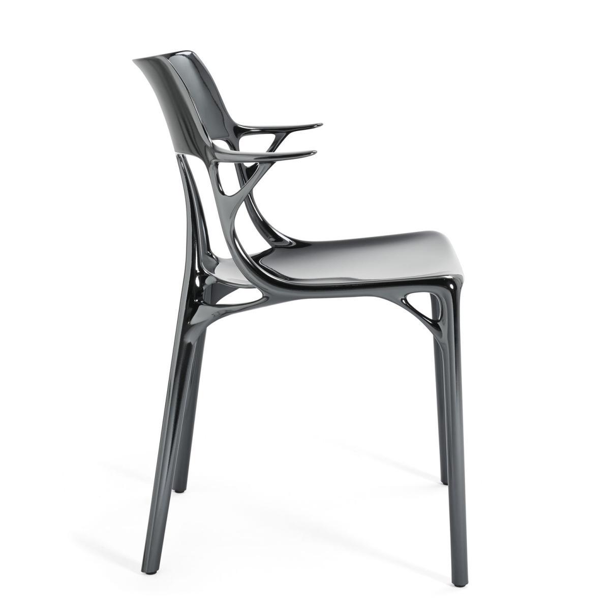 A.I Stackable armchair - metallic finish applied / Designed by artificial intelligence - 100% recycled by Kartell Silver/Metal – image 3