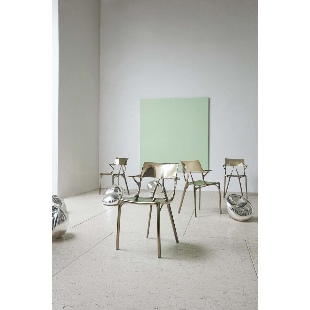 A.I Stackable armchair - metallic finish applied / Designed by artificial intelligence - 100% recycled by Kartell Silver/Metal – image 5