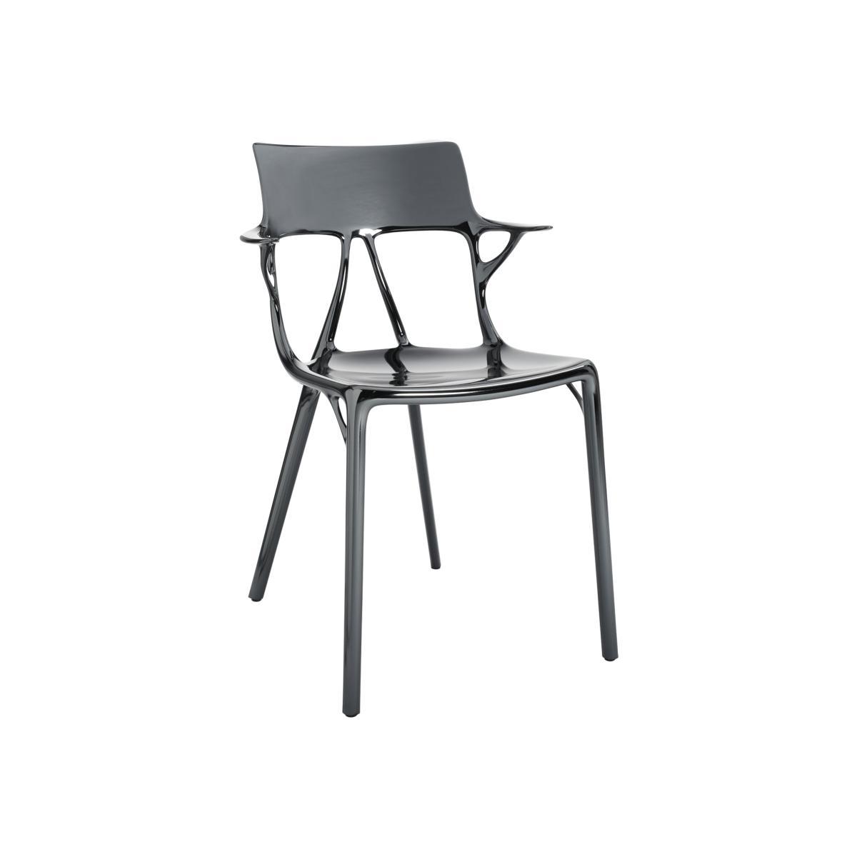 A.I Stackable armchair - metallic finish applied / Designed by artificial intelligence - 100% recycled by Kartell Silver/Metal – image 1