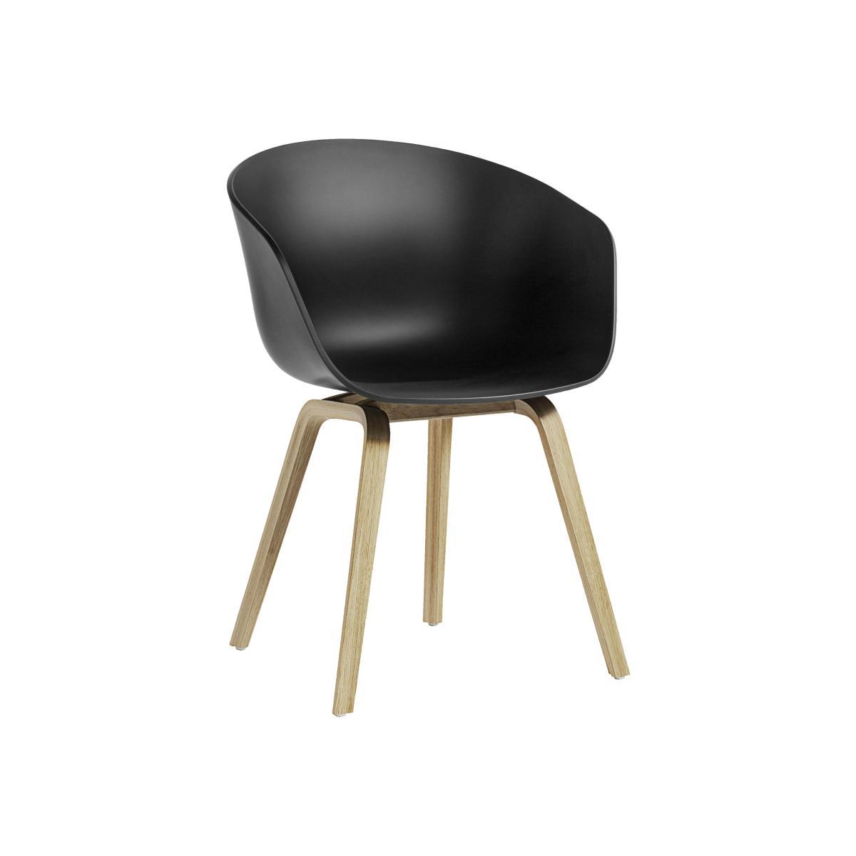 About a ECO AAC22 Armchair - / Recycled plastic - EU Ecolabel by Hay Black/Natural wood – image 1