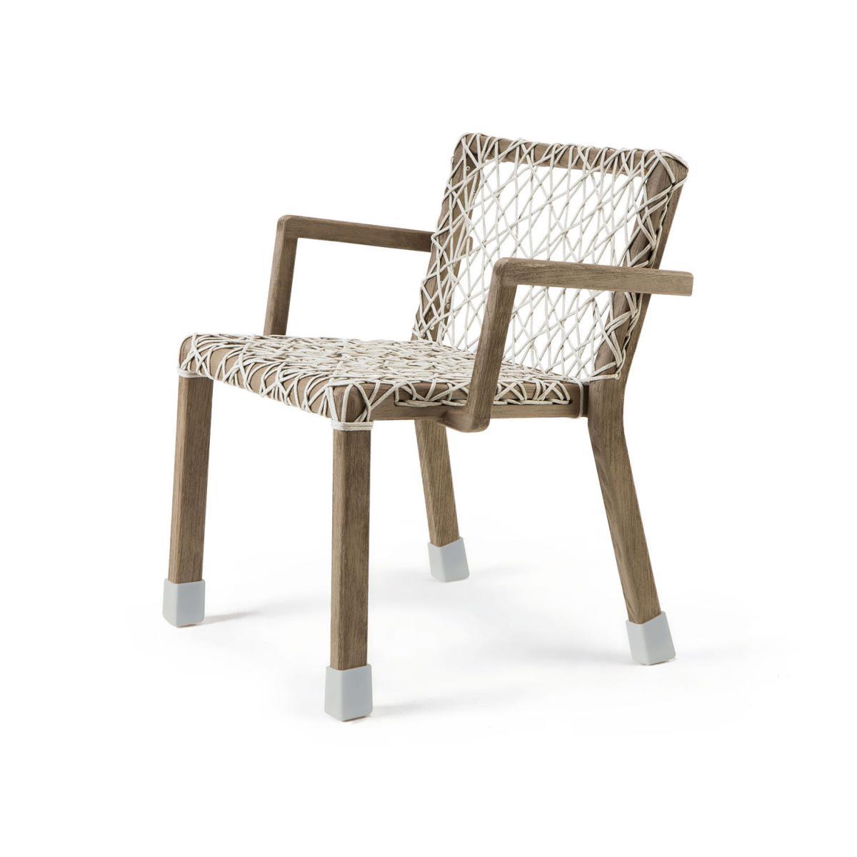 Rafael Armchair - / Sanded teak & braided rope by Ethimo White/Grey/Natural wood – image 2