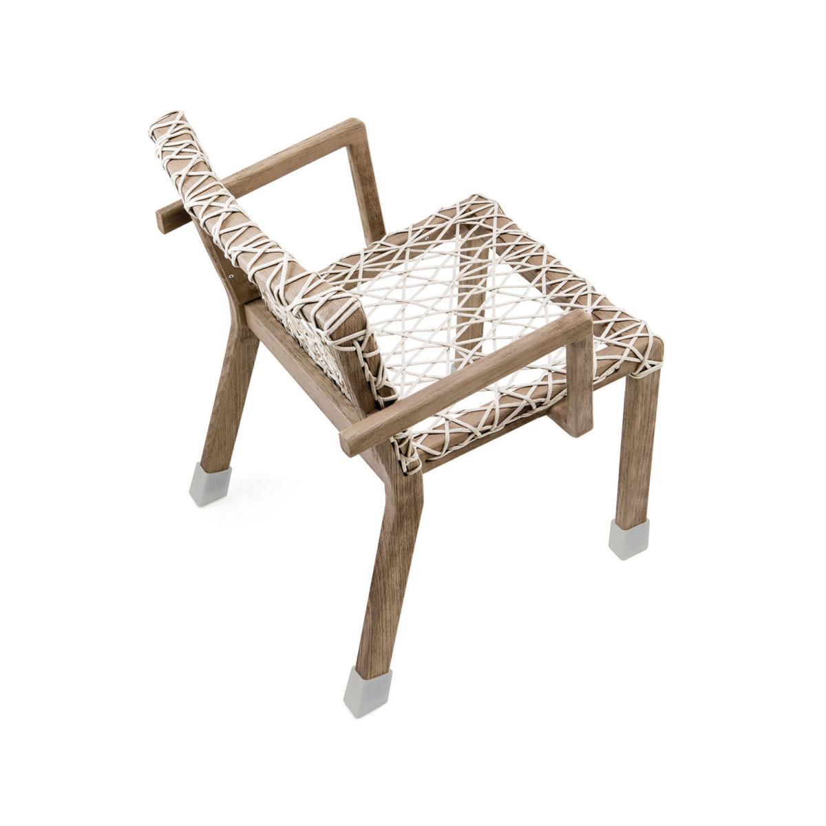 Rafael Armchair - / Sanded teak & braided rope by Ethimo White/Grey/Natural wood – image 3