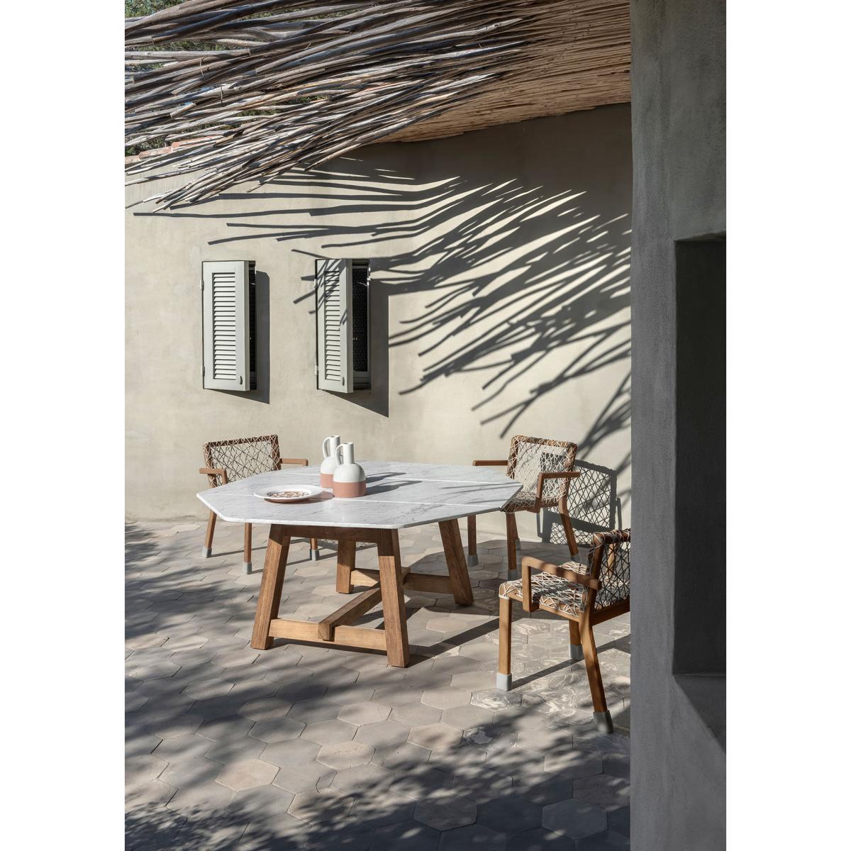 Rafael Armchair - / Sanded teak & braided rope by Ethimo White/Grey/Natural wood – image 5