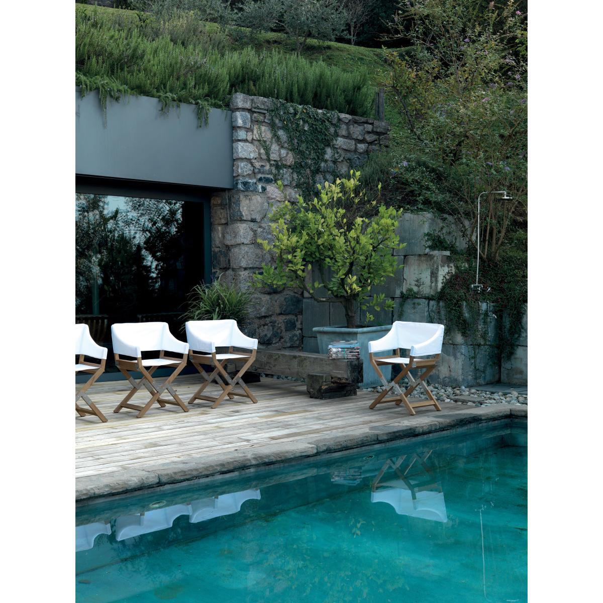 Sundance Outdoor Folding armchair - Fabric & wood by De Padova White/Natural wood – image 2