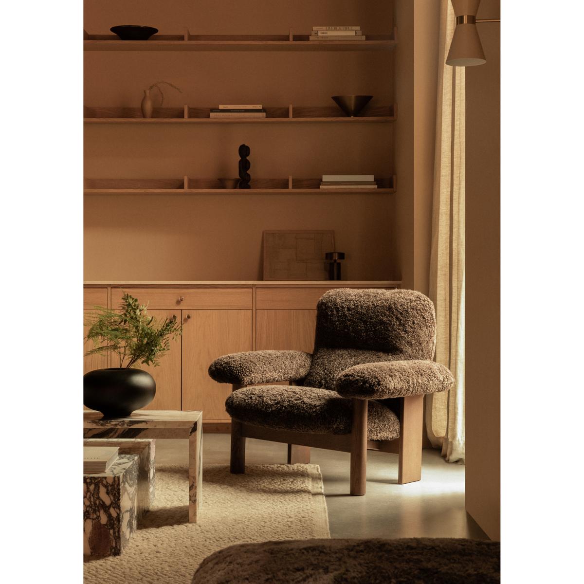 Audo Copenhagen Brasilia armchair Sheepskin root brown dark stained oak legs – image 4