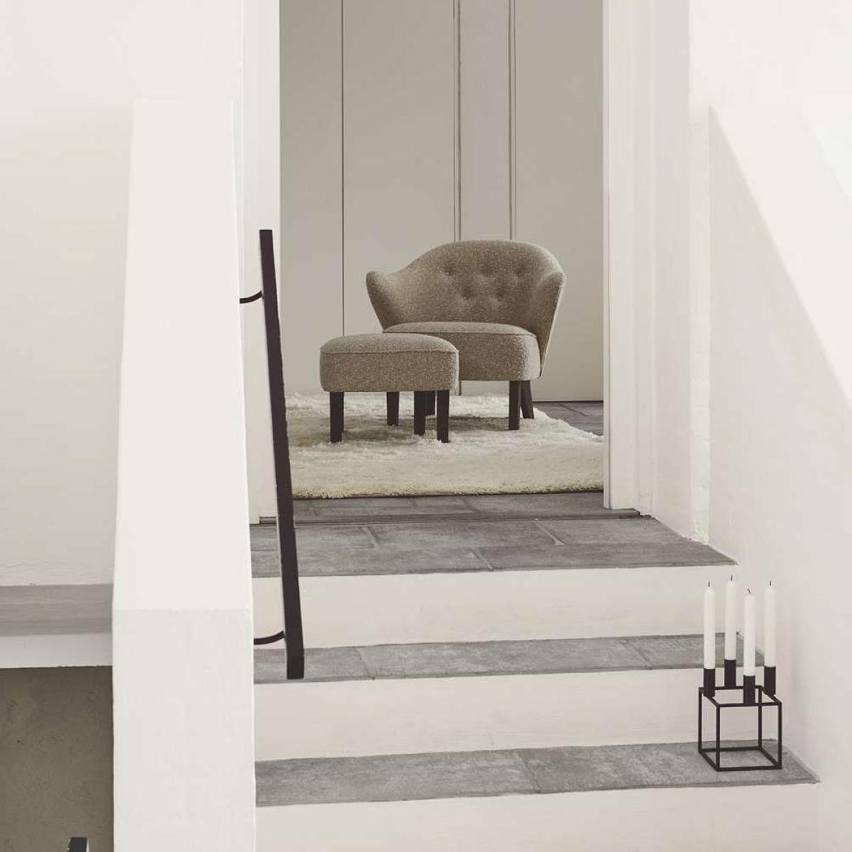 Audo Copenhagen Ingeborg armchair set Fabric sahcozero beige incl. footstool legs smoked oak – image 4