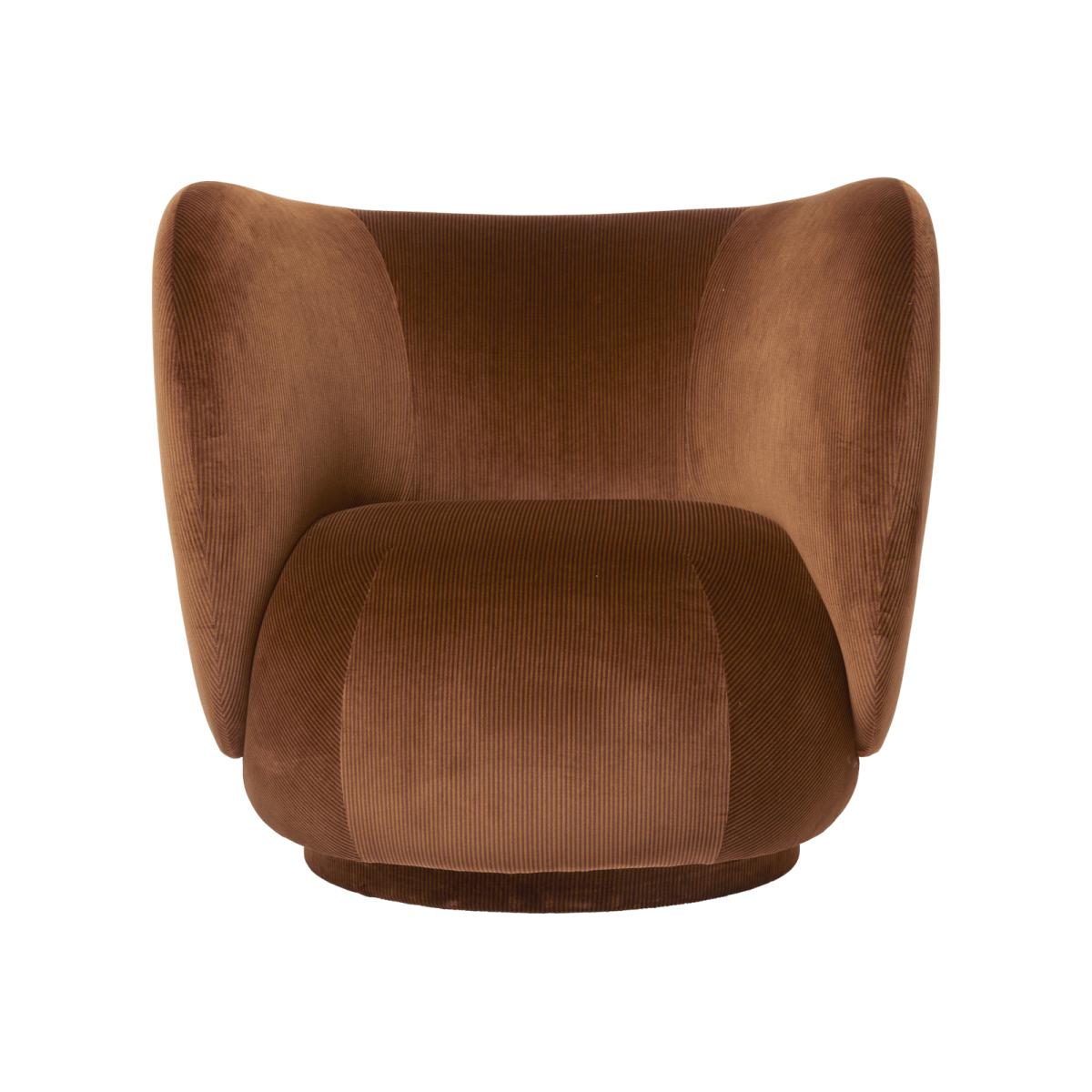 Ferm Living Rico lounge chair Devoré velvet-Rust – image 1