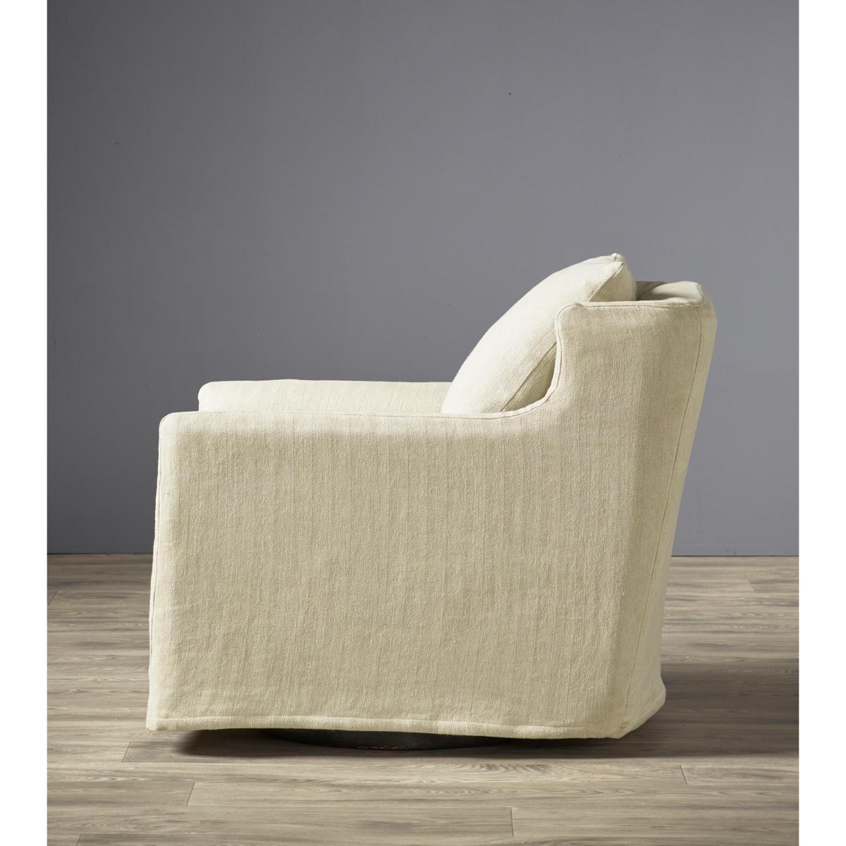 Darver Swivel Armchair - Flax Narrow Herringbone Linen – image 11