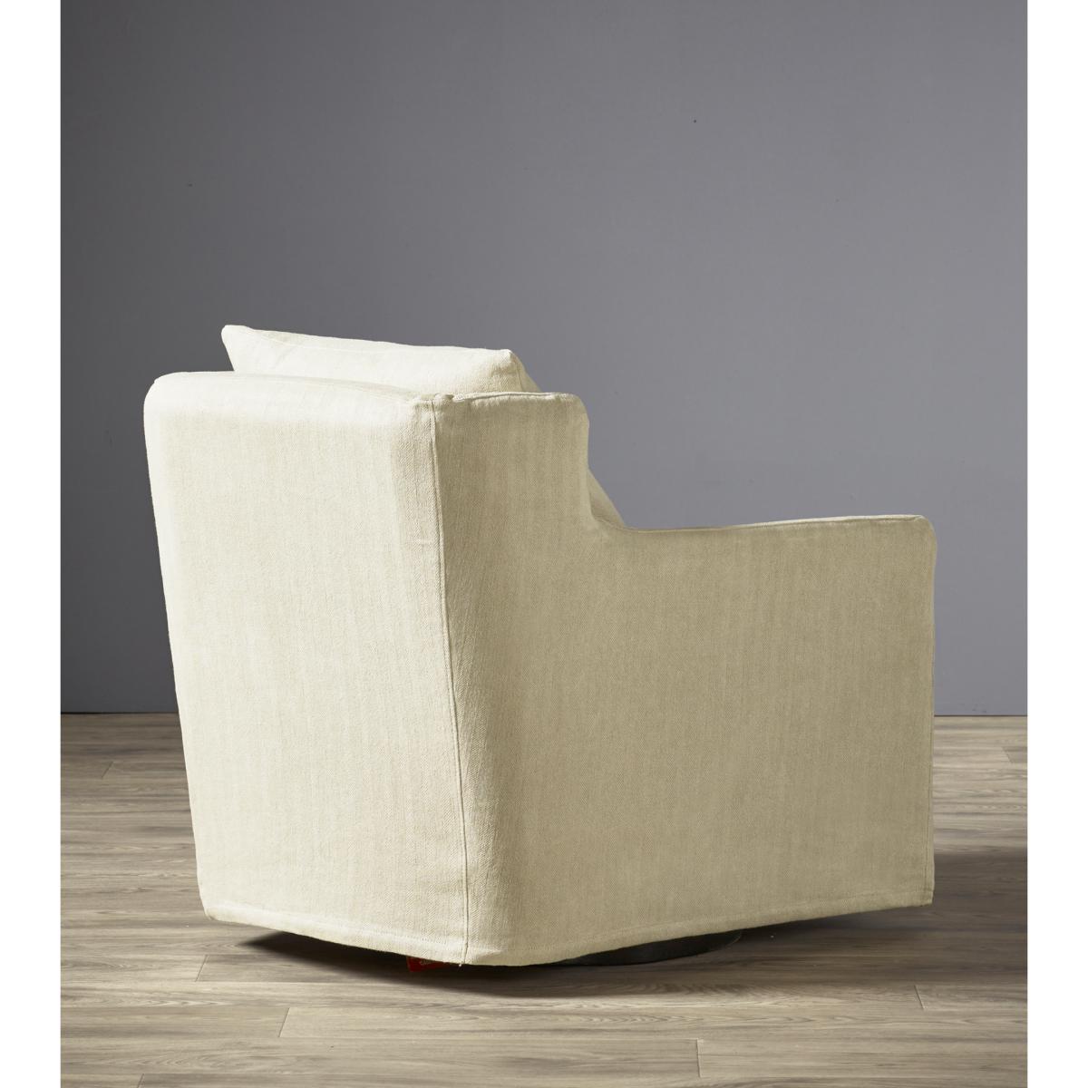 Darver Swivel Armchair - Flax Narrow Herringbone Linen – image 12