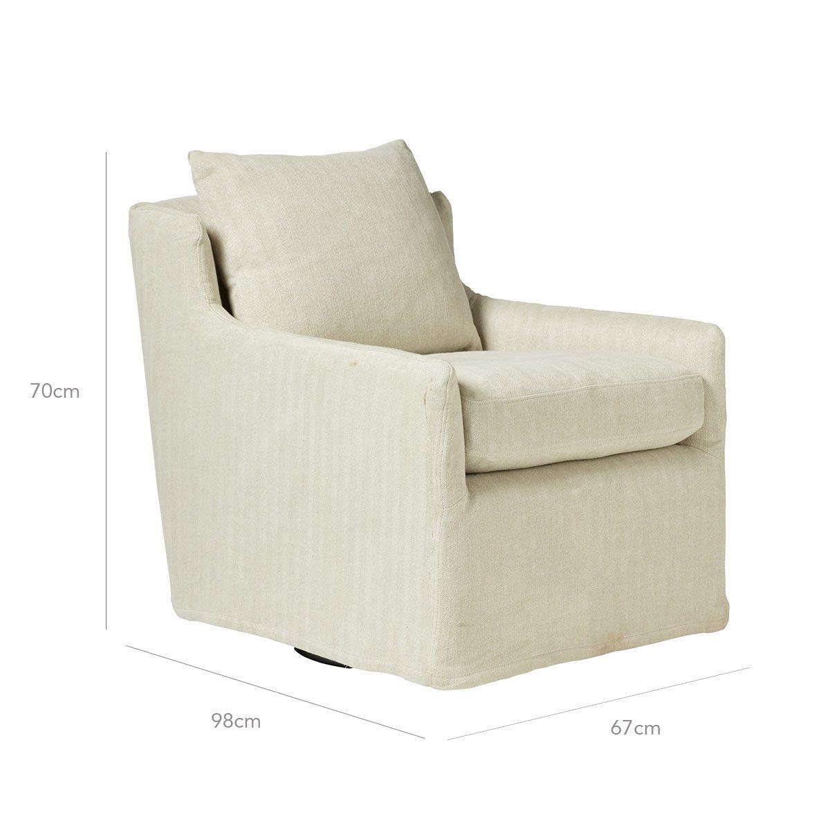 Darver Swivel Armchair - Flax Narrow Herringbone Linen – image 13