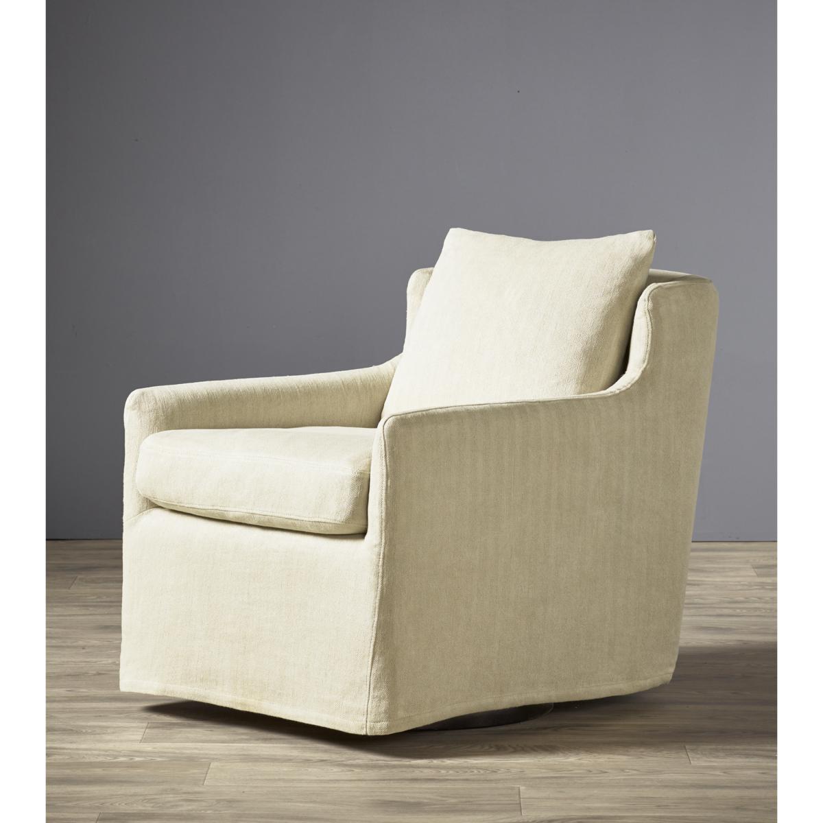 Darver Swivel Armchair - Flax Narrow Herringbone Linen – image 3