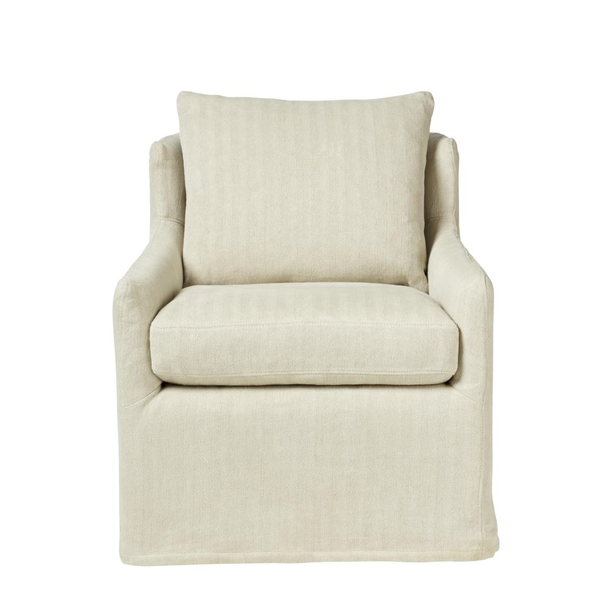 Darver Swivel Armchair - Flax Narrow Herringbone Linen – image 4