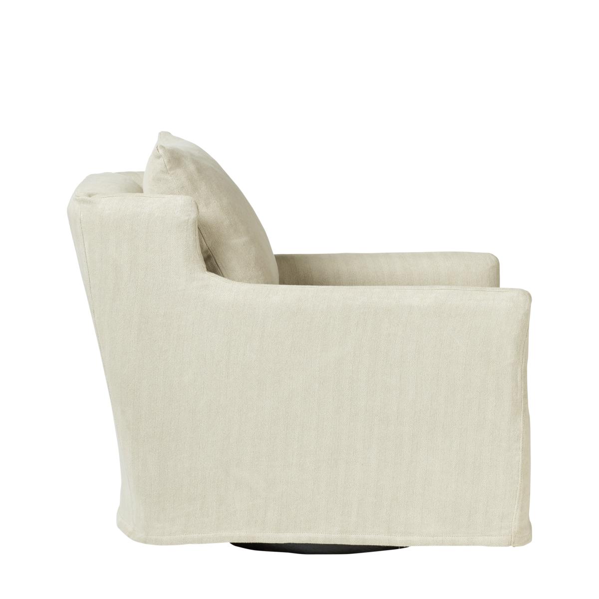 Darver Swivel Armchair - Flax Narrow Herringbone Linen – image 5