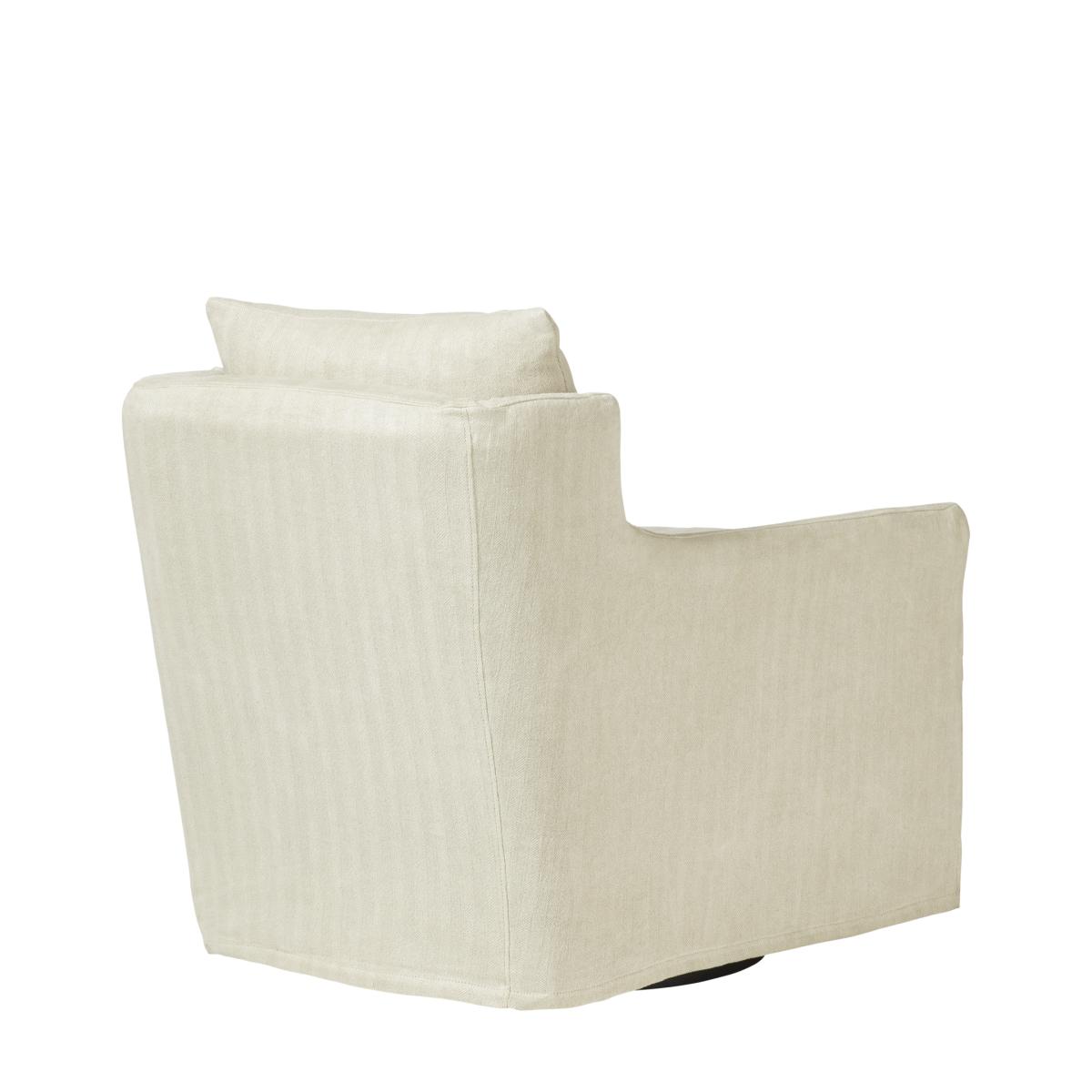 Darver Swivel Armchair - Flax Narrow Herringbone Linen – image 6
