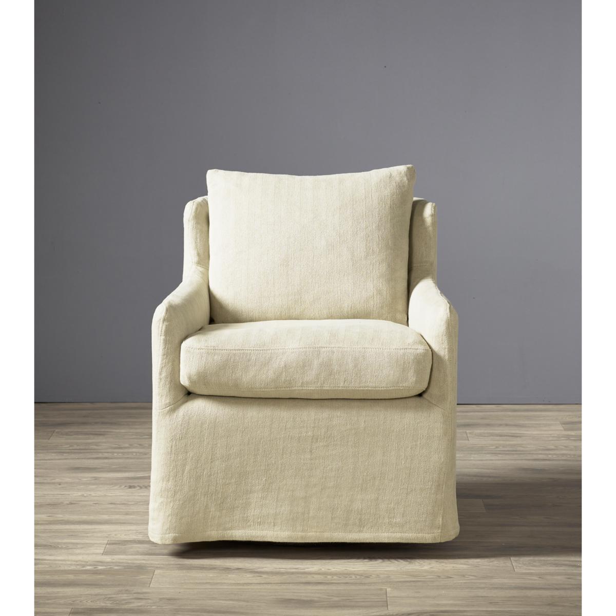 Darver Swivel Armchair - Flax Narrow Herringbone Linen – image 8