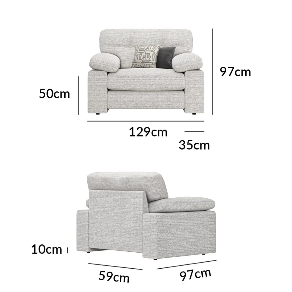 Helston Silver Fabric Armchair – image 12