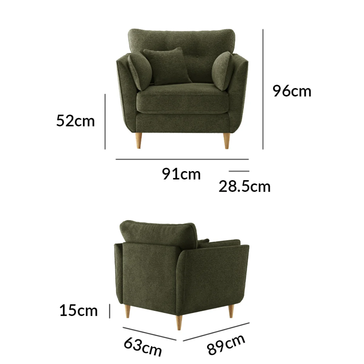 Capri Emerald Boucle Fabric Armchair – image 8