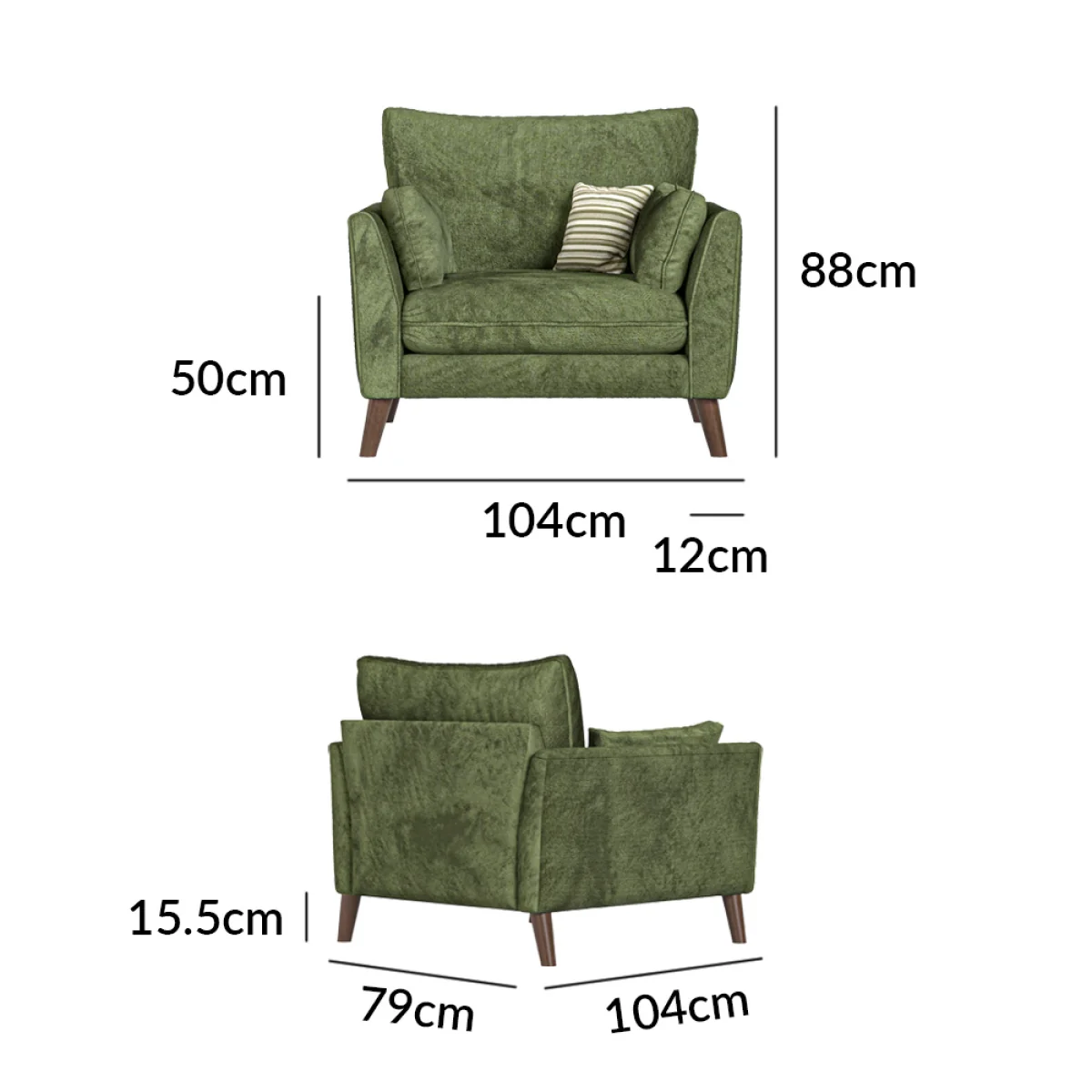 Palermo Olive Green Chenille Fabric Armchair – image 12