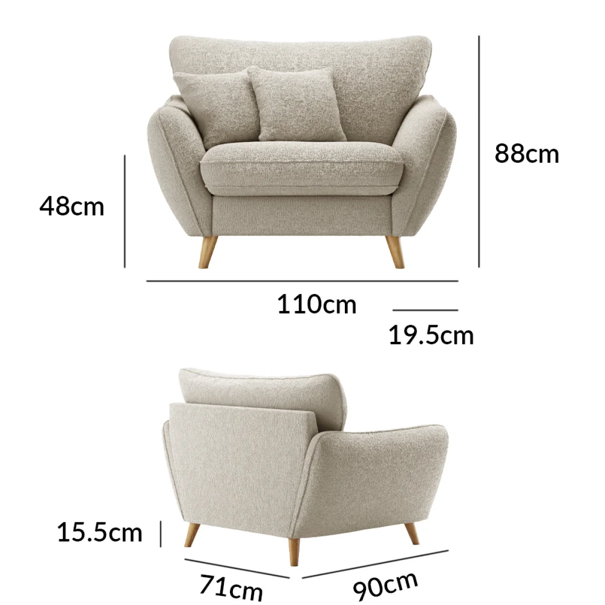 Palma Natural Chenille Fabric Armchair – image 8