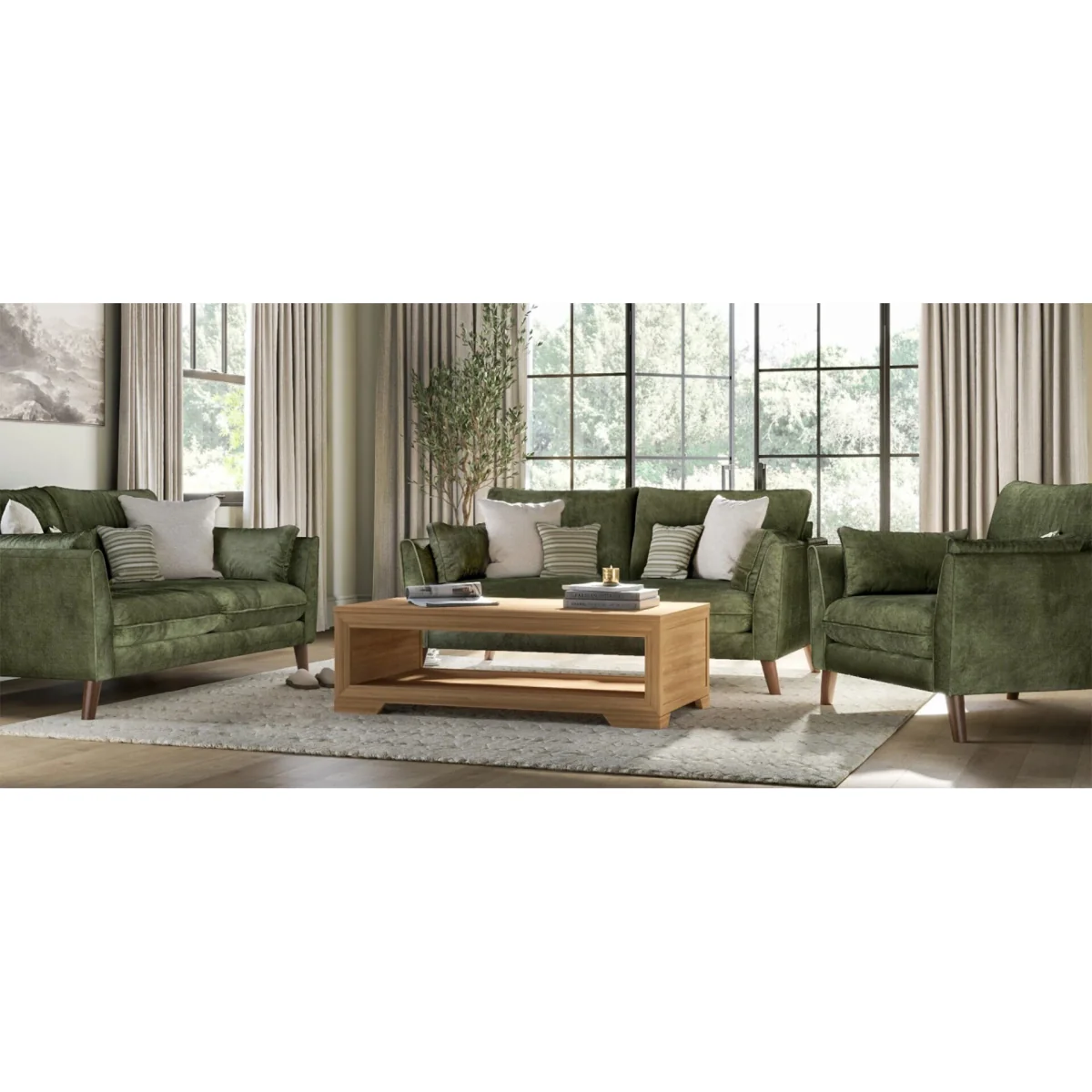 Palermo Olive Green Chenille High Back Swivel Armchair – image 8
