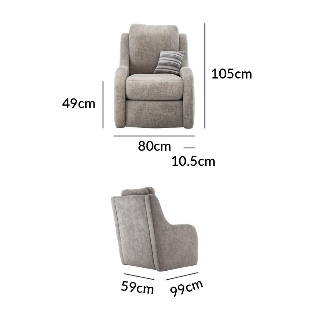 Palermo Silver Chenille Fabric High Back Swivel Armchair – image 2