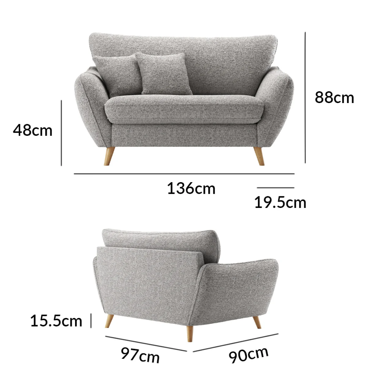 Palma Silver Chenille Fabric Love Chair – image 8