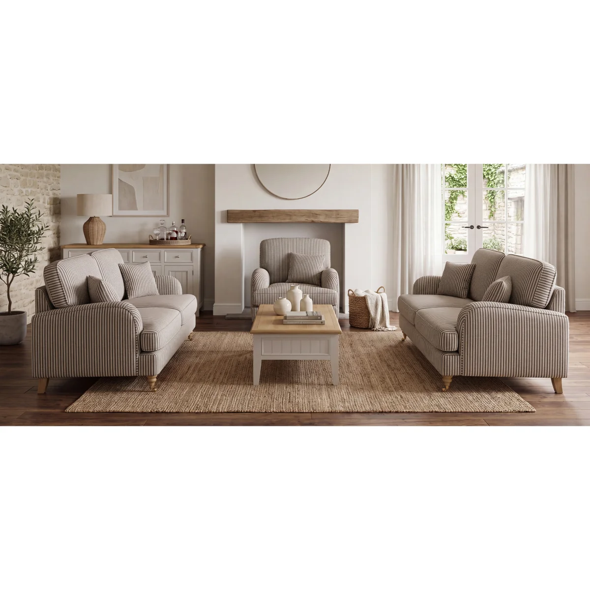 Chilworth Cove Grey Striped Fabric Armchair – image 7