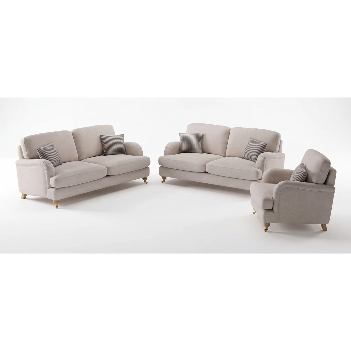 Chilworth Natural Fabric Armchair with Grey Cushion – image 10
