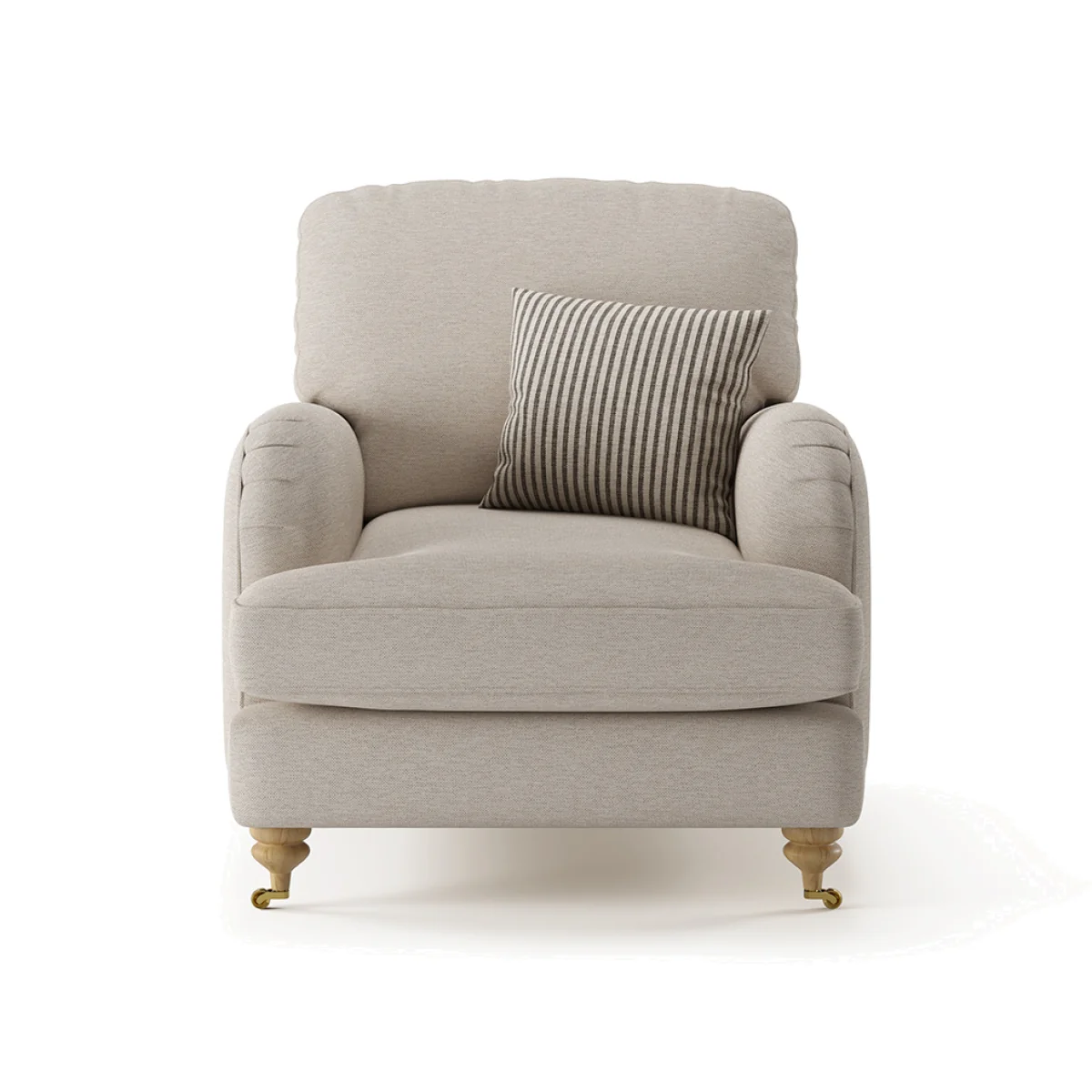 Chilworth Natural Fabric Armchair with Grey Cushion – image 1