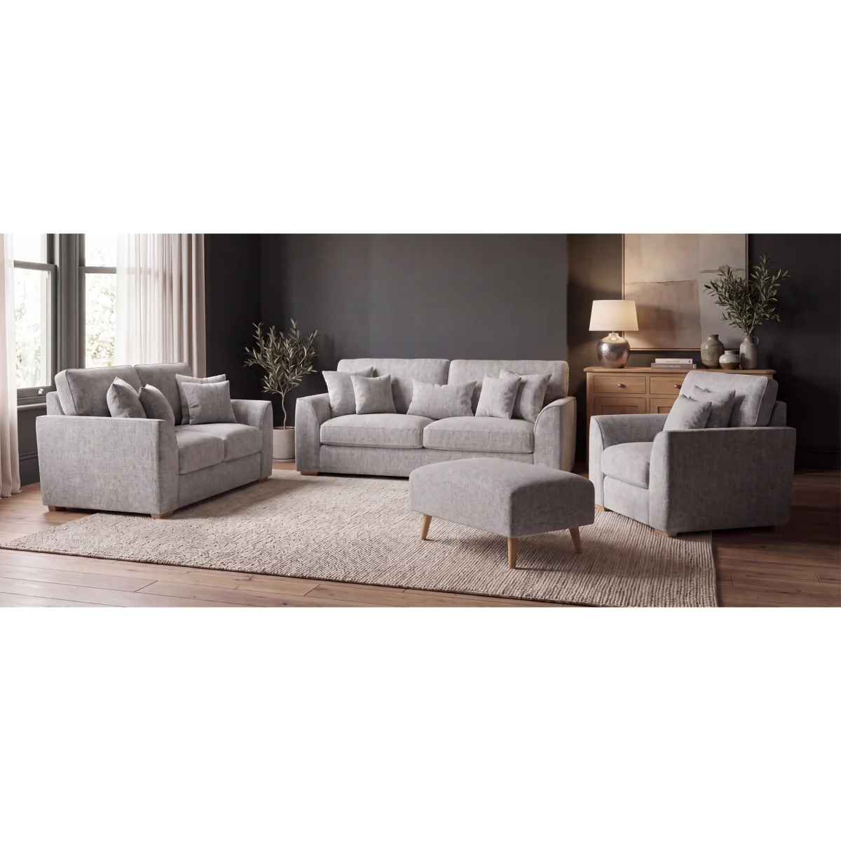 Jasper Silver Chenille Fabric Armchair – image 8