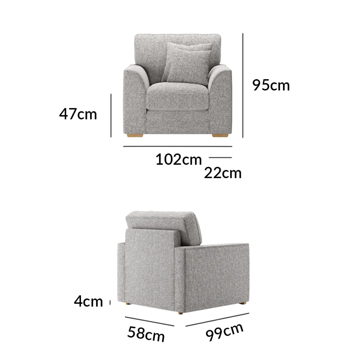 Jasper Silver Chenille Fabric Armchair – image 9