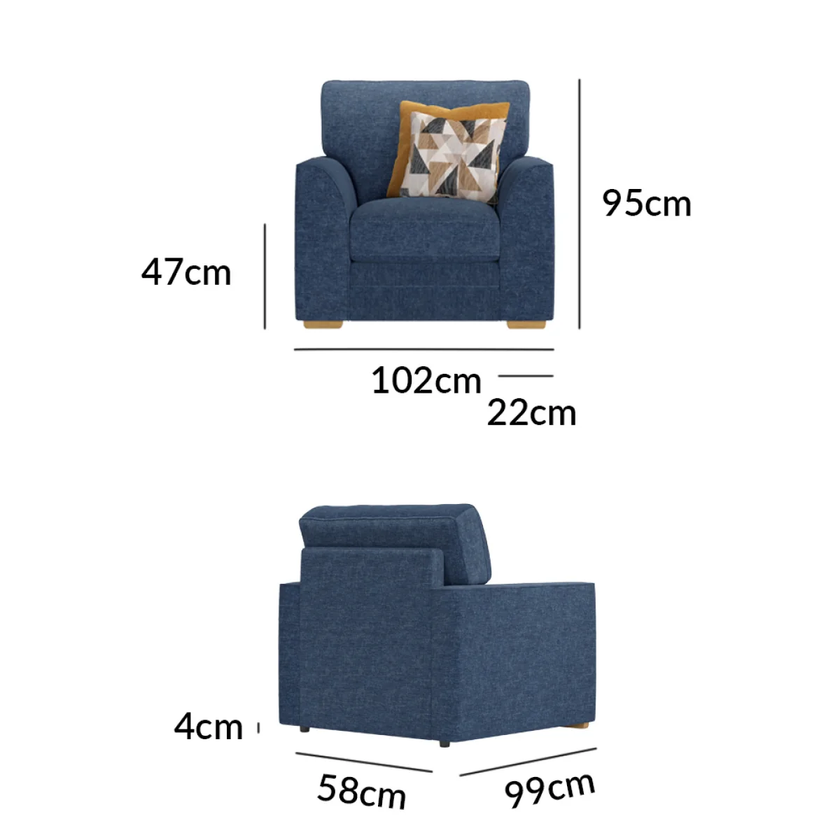 Jasper Indigo Chenille Fabric Armchair – image 12