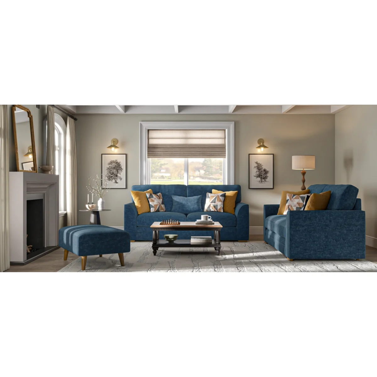 Jasper Indigo Chenille Fabric Armchair – image 9
