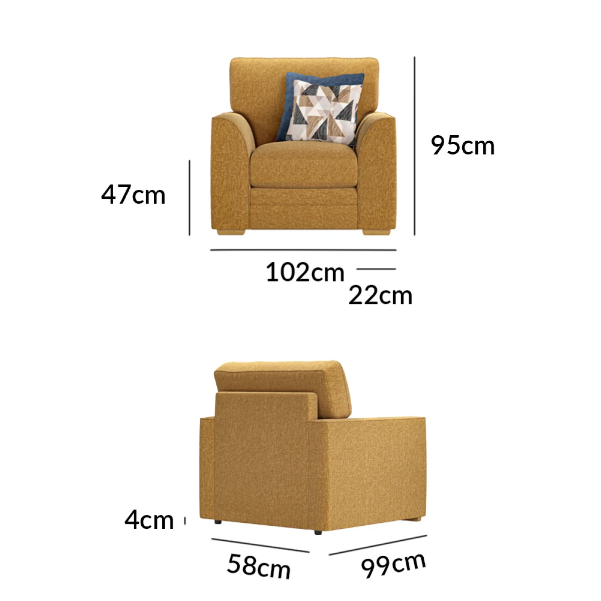 Jasper Ochre Chenille Fabric Armchair – image 12