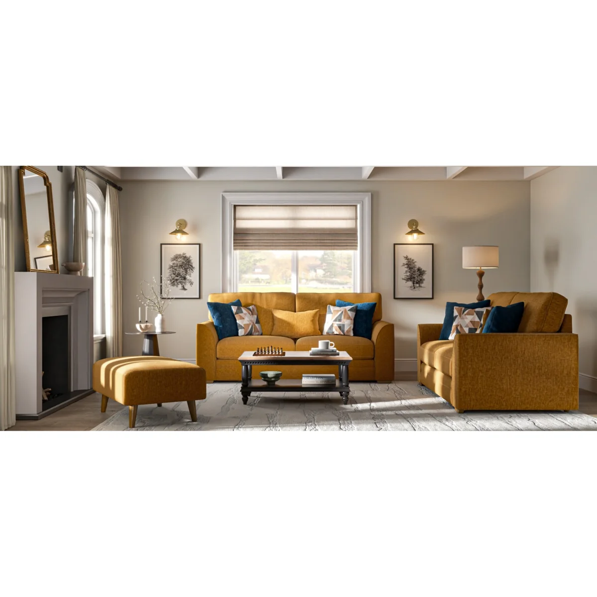 Jasper Ochre Chenille Fabric Armchair – image 9