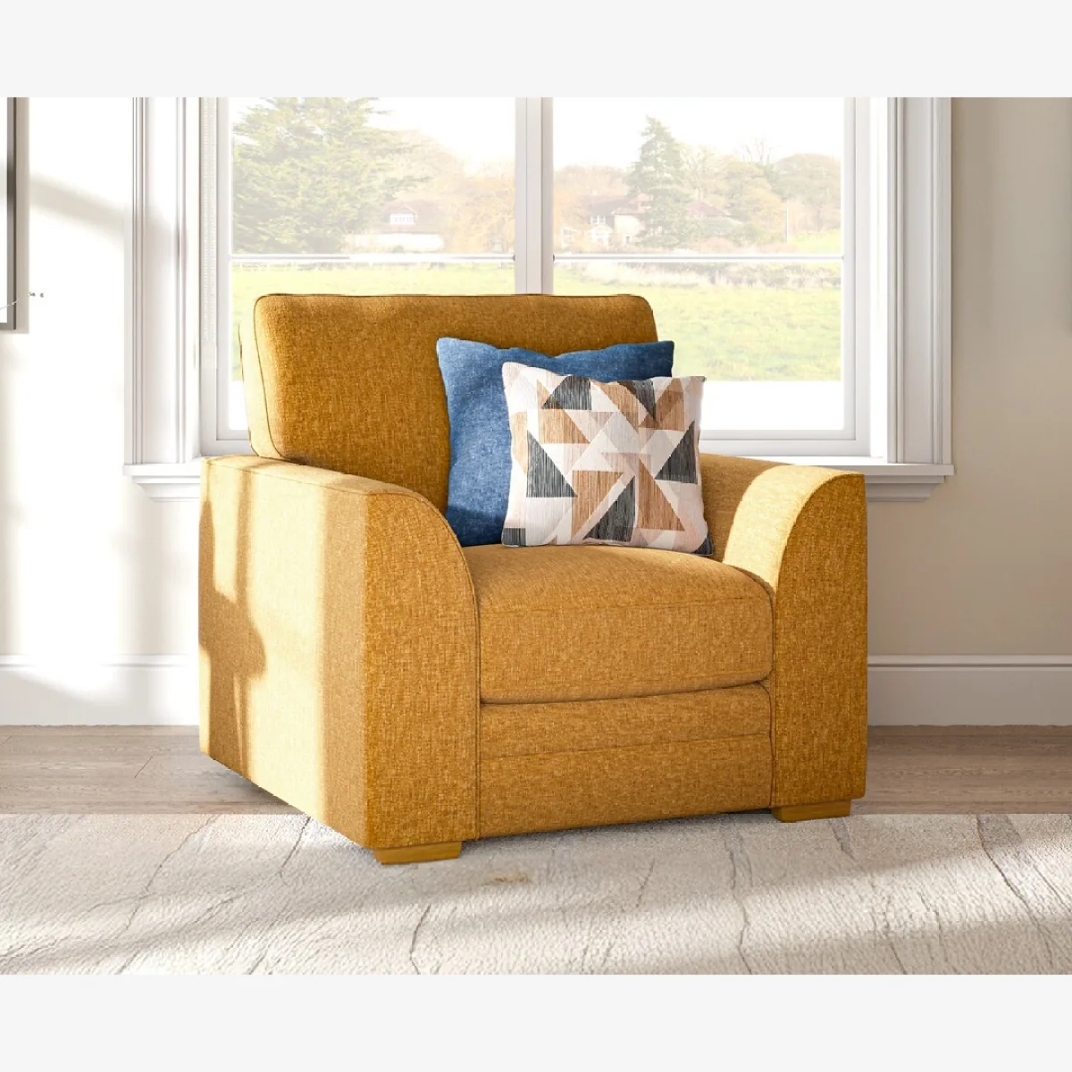 Jasper Ochre Chenille Fabric Armchair – image 1