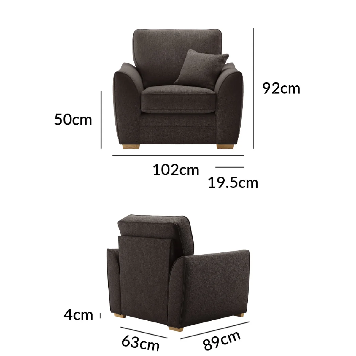 Bella Chocolate Fabric Armchair – image 9