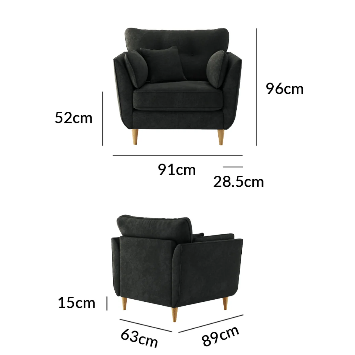 Capri Anthracite Chenille Fabric Armchair – image 8