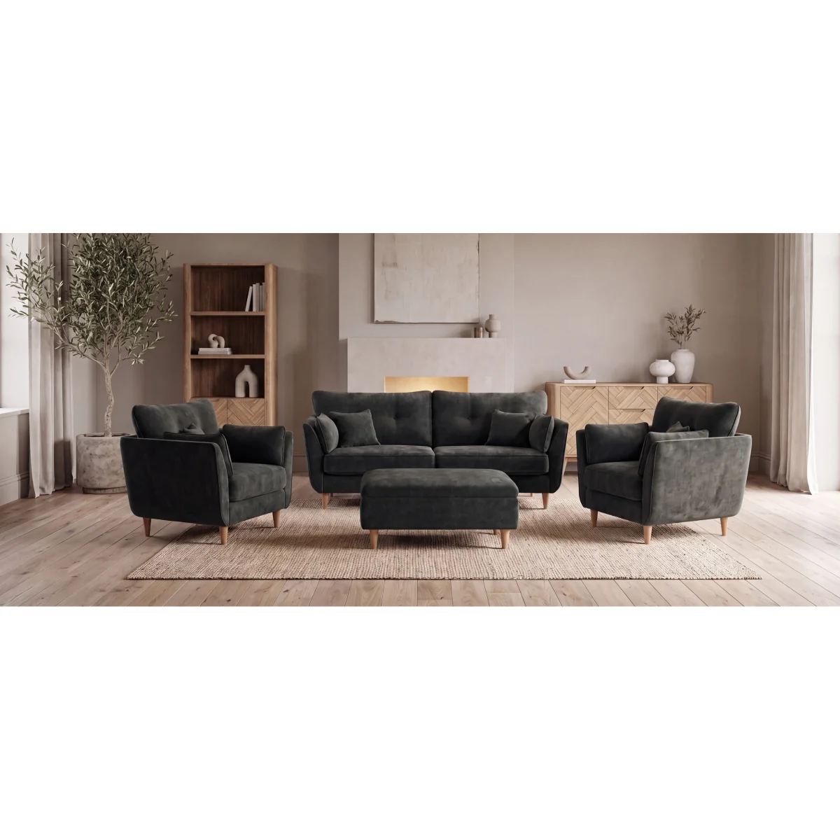 Capri Anthracite Chenille Fabric Armchair – image 9