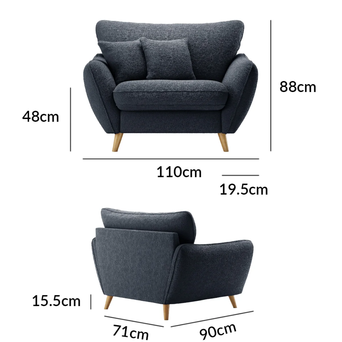 Palma Navy Chenille Fabric Armchair – image 8