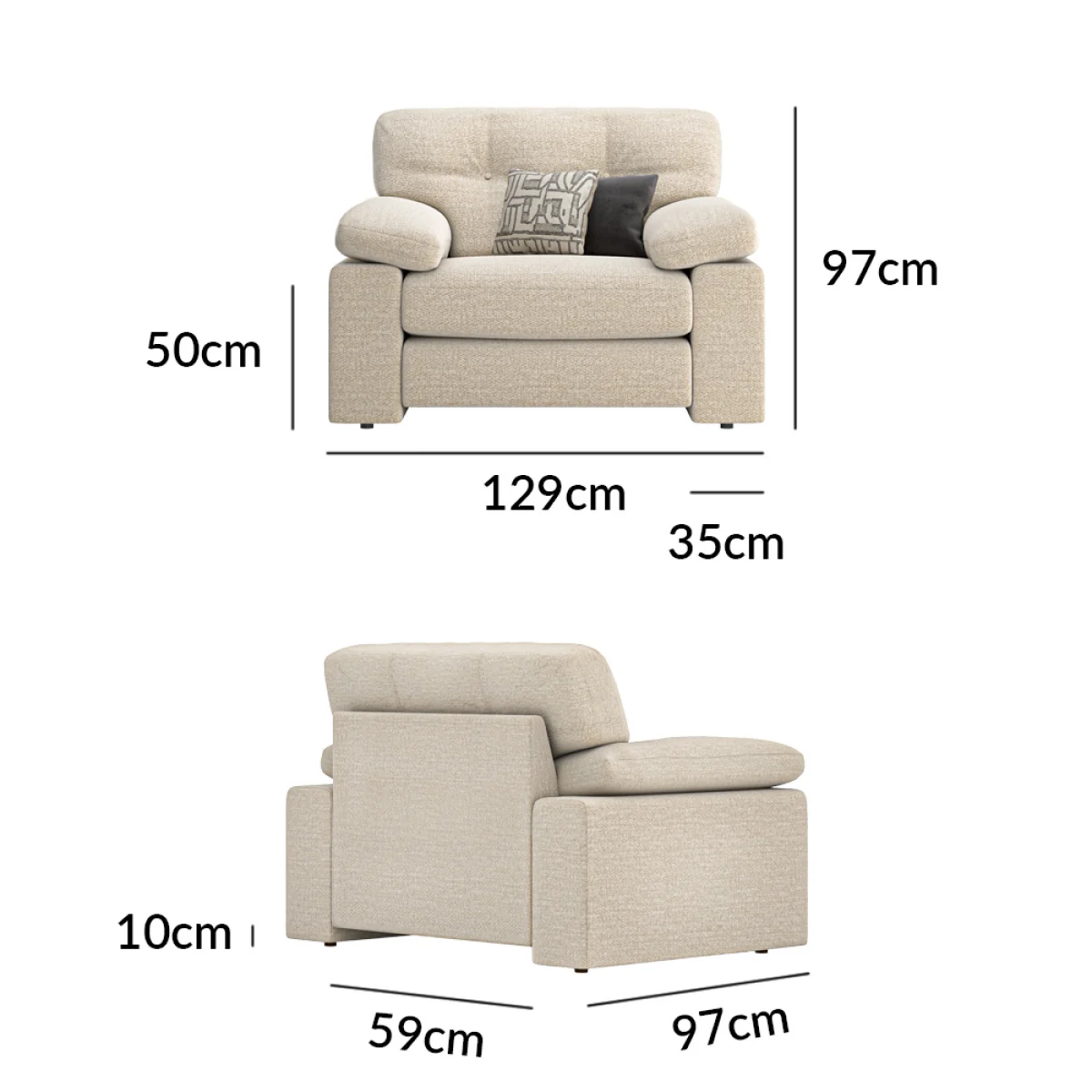 Helston Ivory Fabric Armchair – image 12