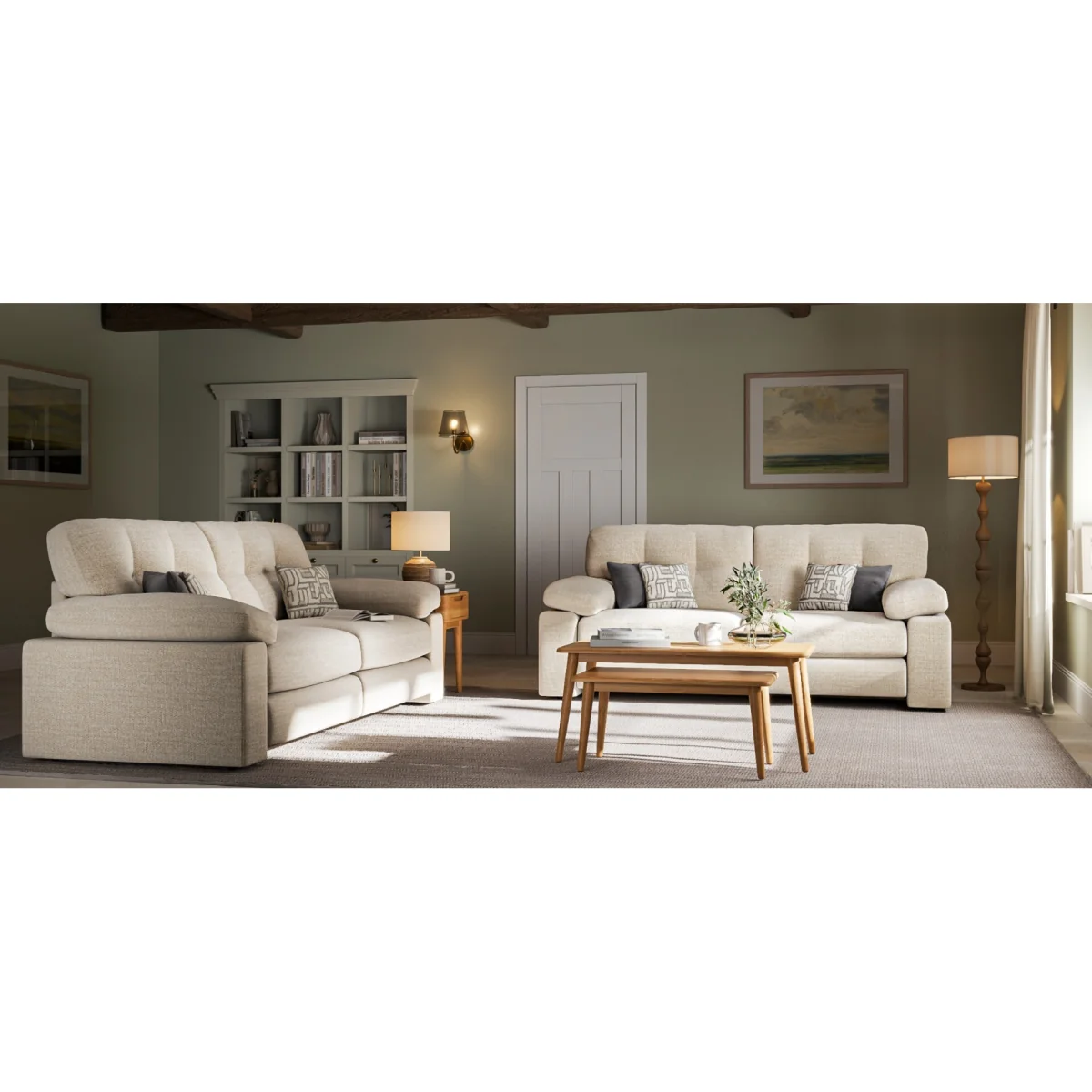Helston Ivory Fabric Armchair – image 9