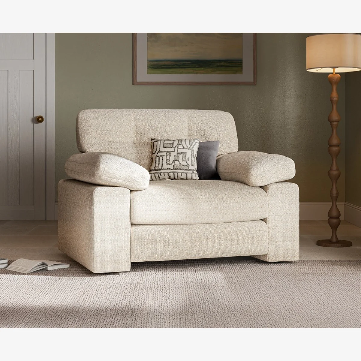 Helston Ivory Fabric Armchair – image 1