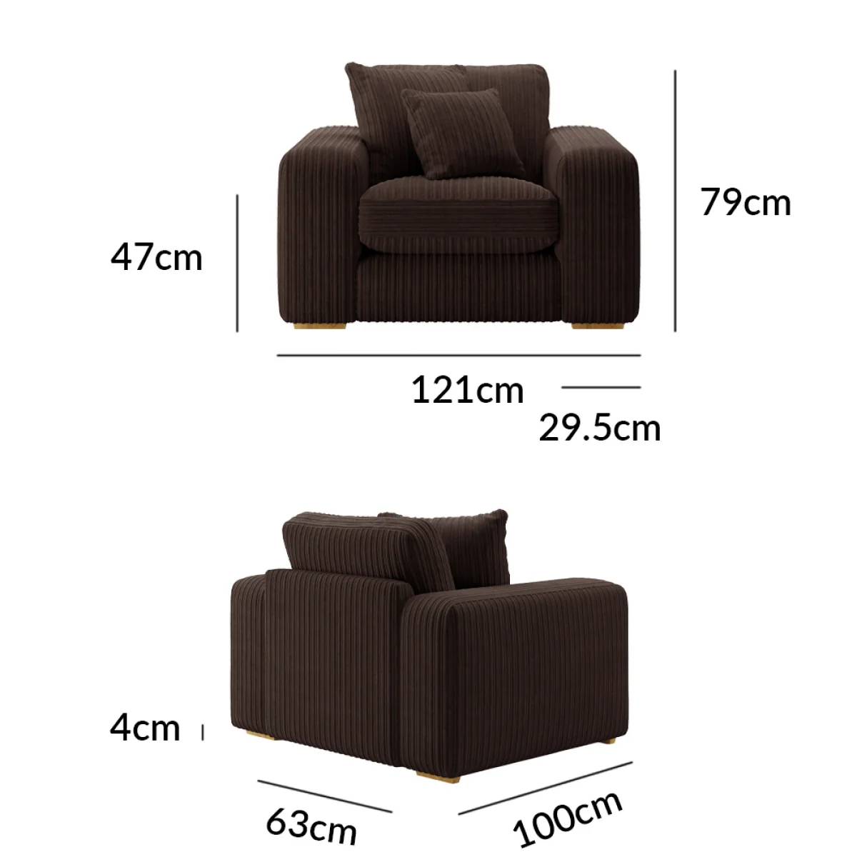 Milan Chocolate Fabric Armchair – image 9