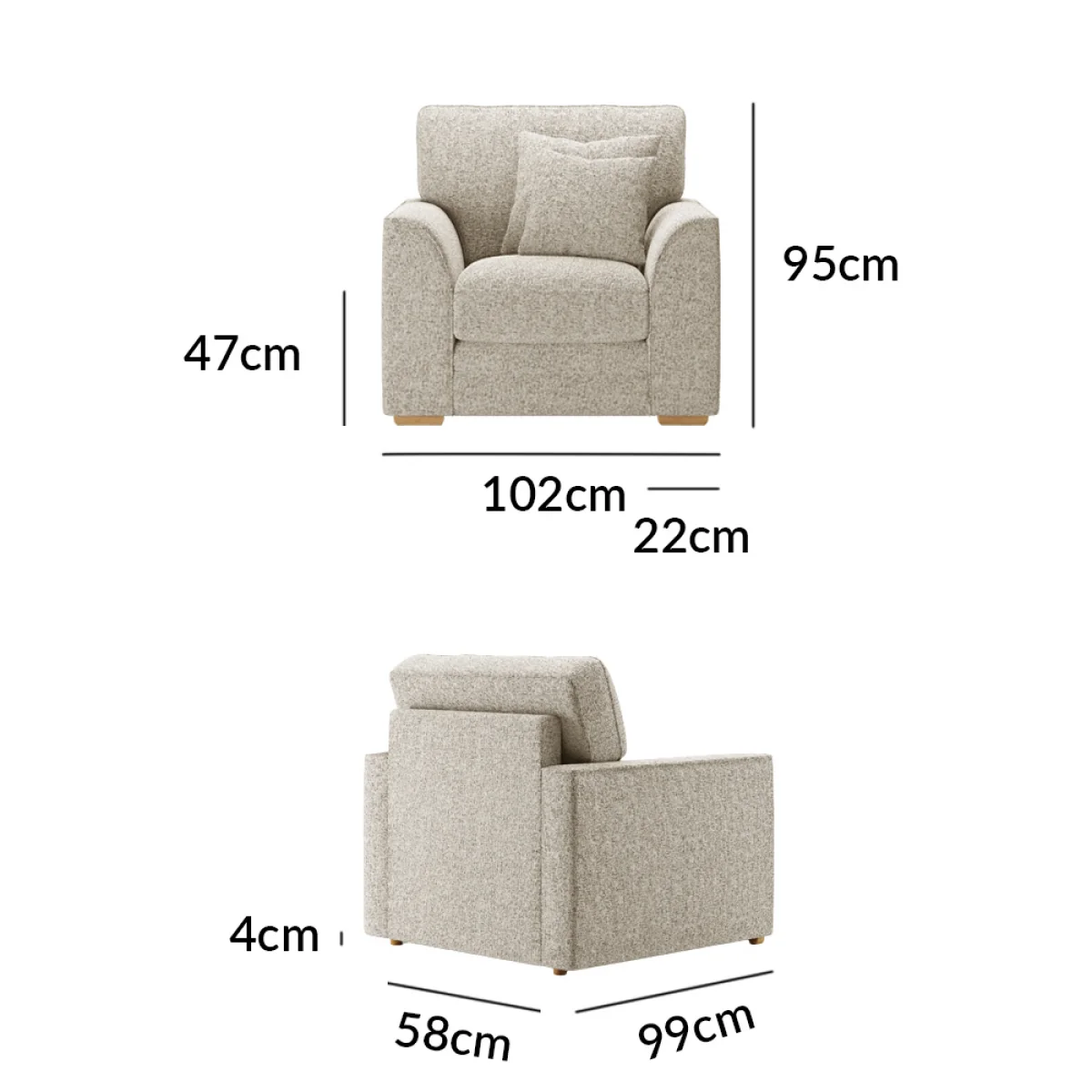 Jasper Natural Chenille Fabric Armchair – image 9