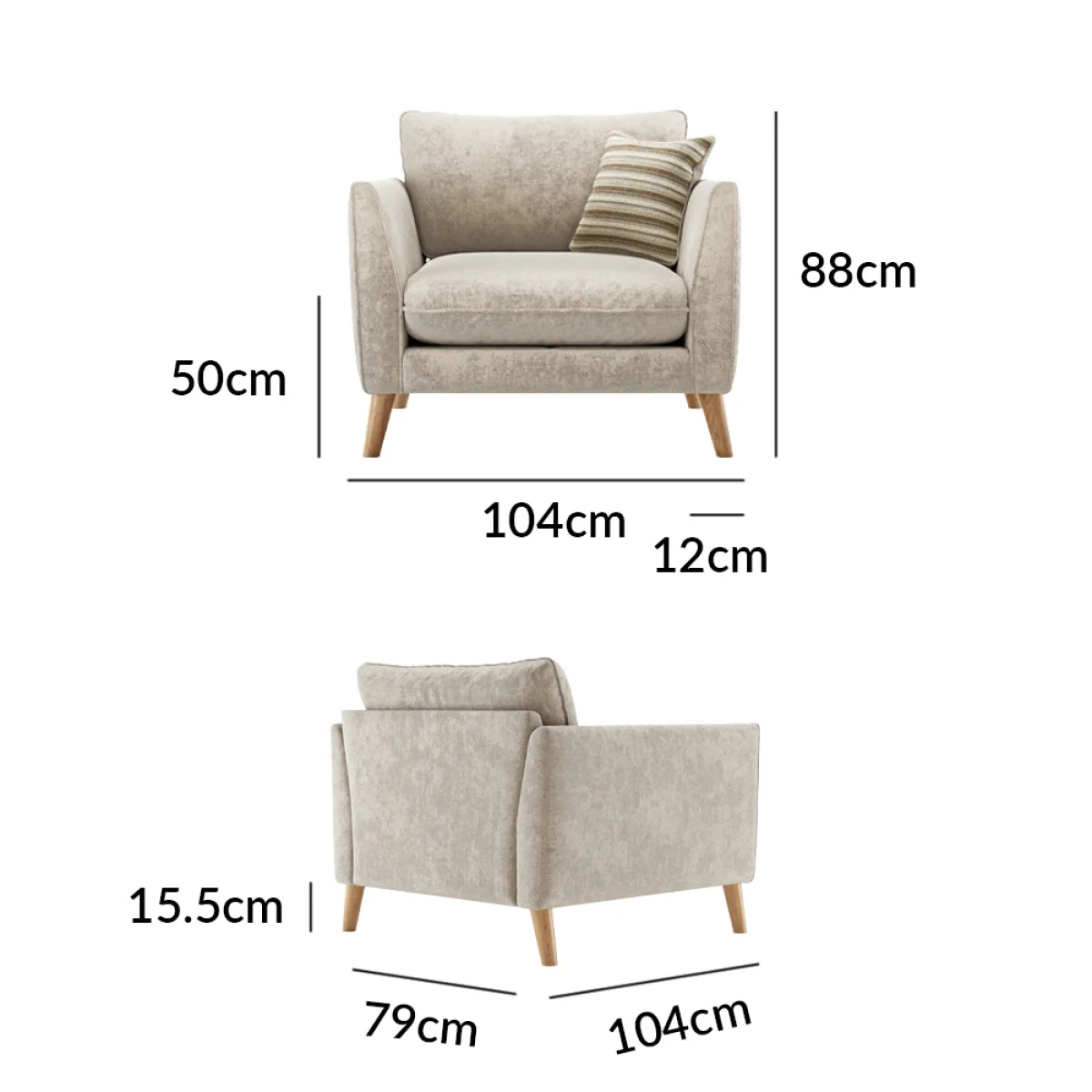 Palermo Cream Chenille Fabric Armchair – image 2