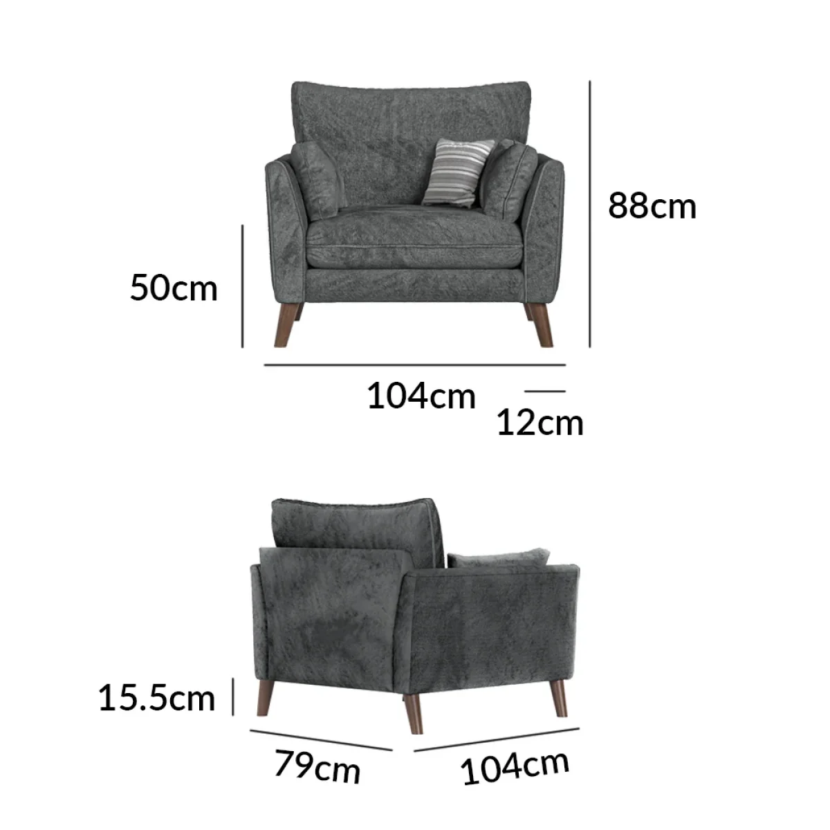 Palermo Graphite Chenille Fabric Armchair – image 10
